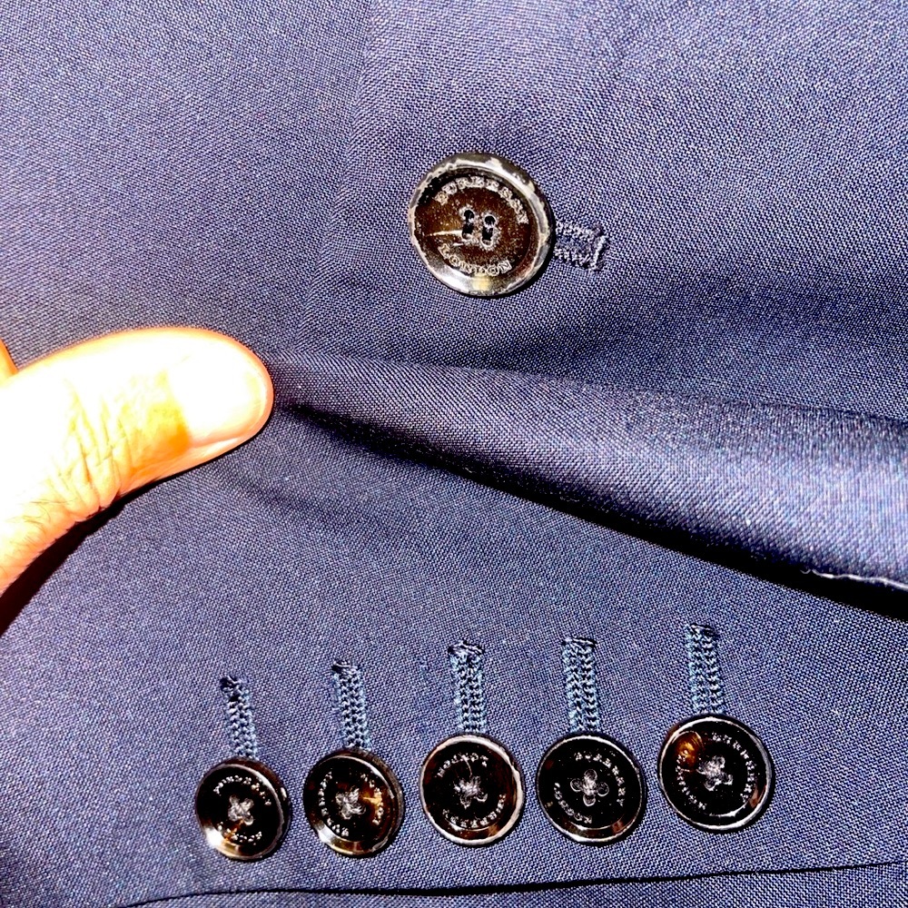Wool Burberry Blue Blazer with Notch Lapels and Wool Blend - Picture 13 of 17